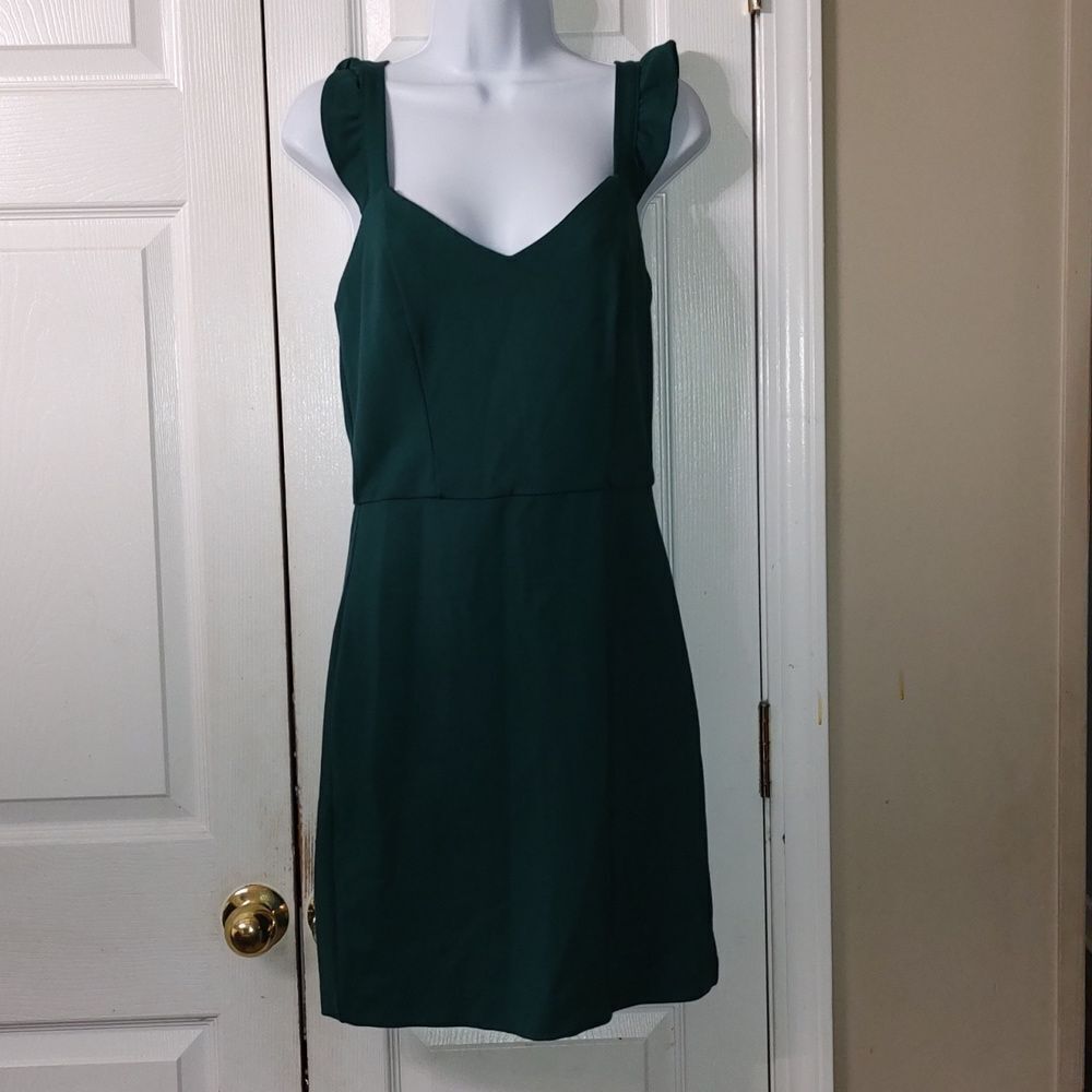 GB Dillards emerald green sleeveless fitted cocktail sexy wedding dress Sz L